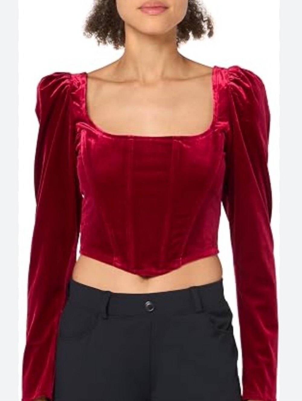 ASTR the Label Ashbury Top Red Velvet Velour Size Small Corset Goth Coquette